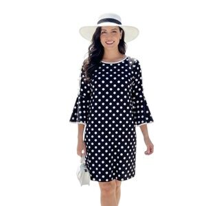 Shelby & Palmer Women's Dress Size 12 Black and White Polyester Polka Dot
